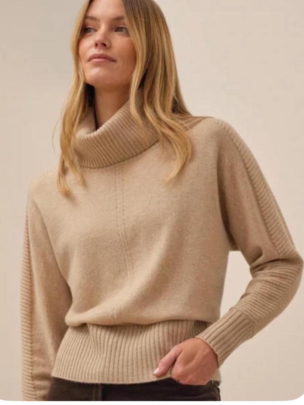 Pure Collection Beige Turtleneck Sweater